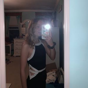 Charlotte Russe Black and White Cut-out Mini Dress